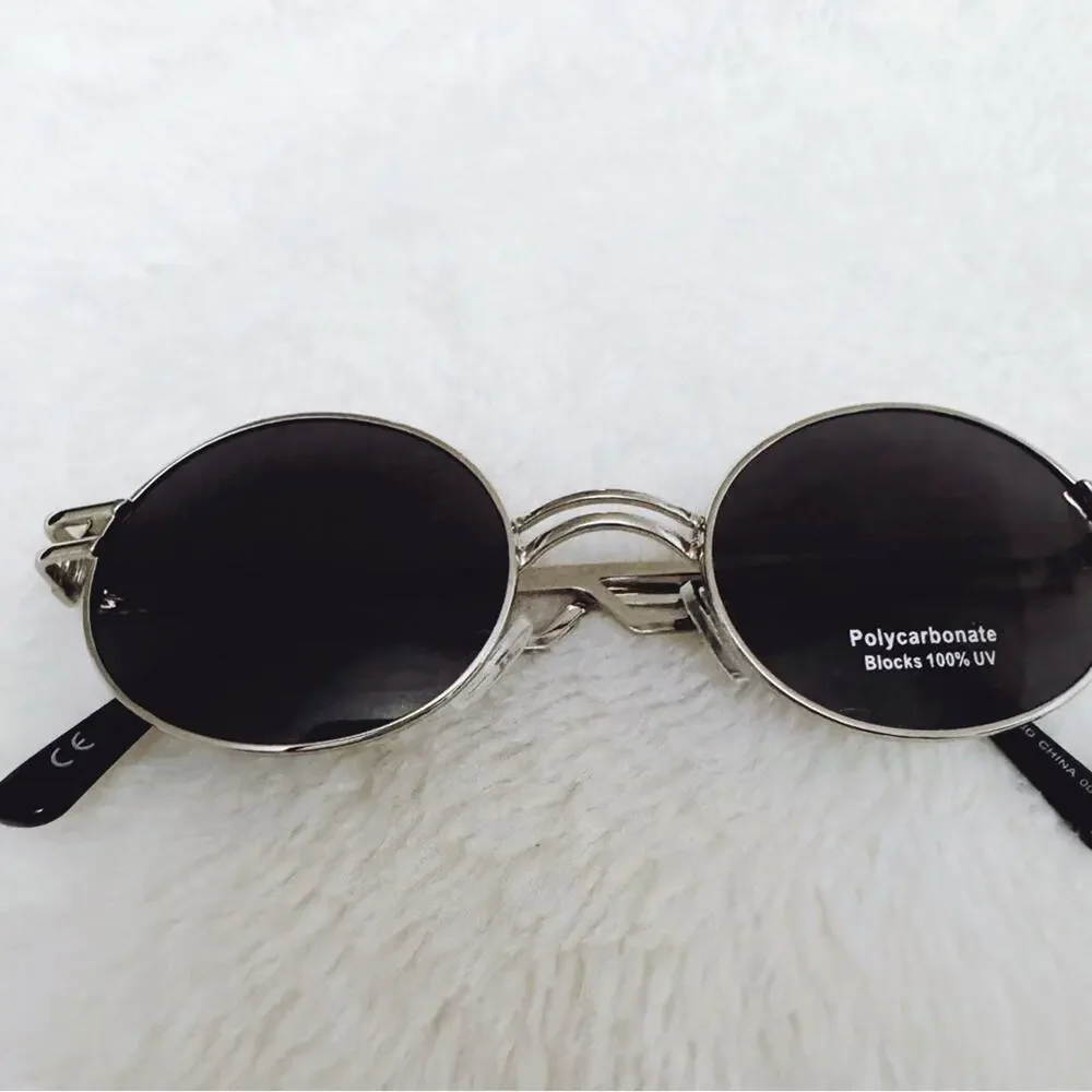 Brandon Black with Silver Rim Round Sunglasses